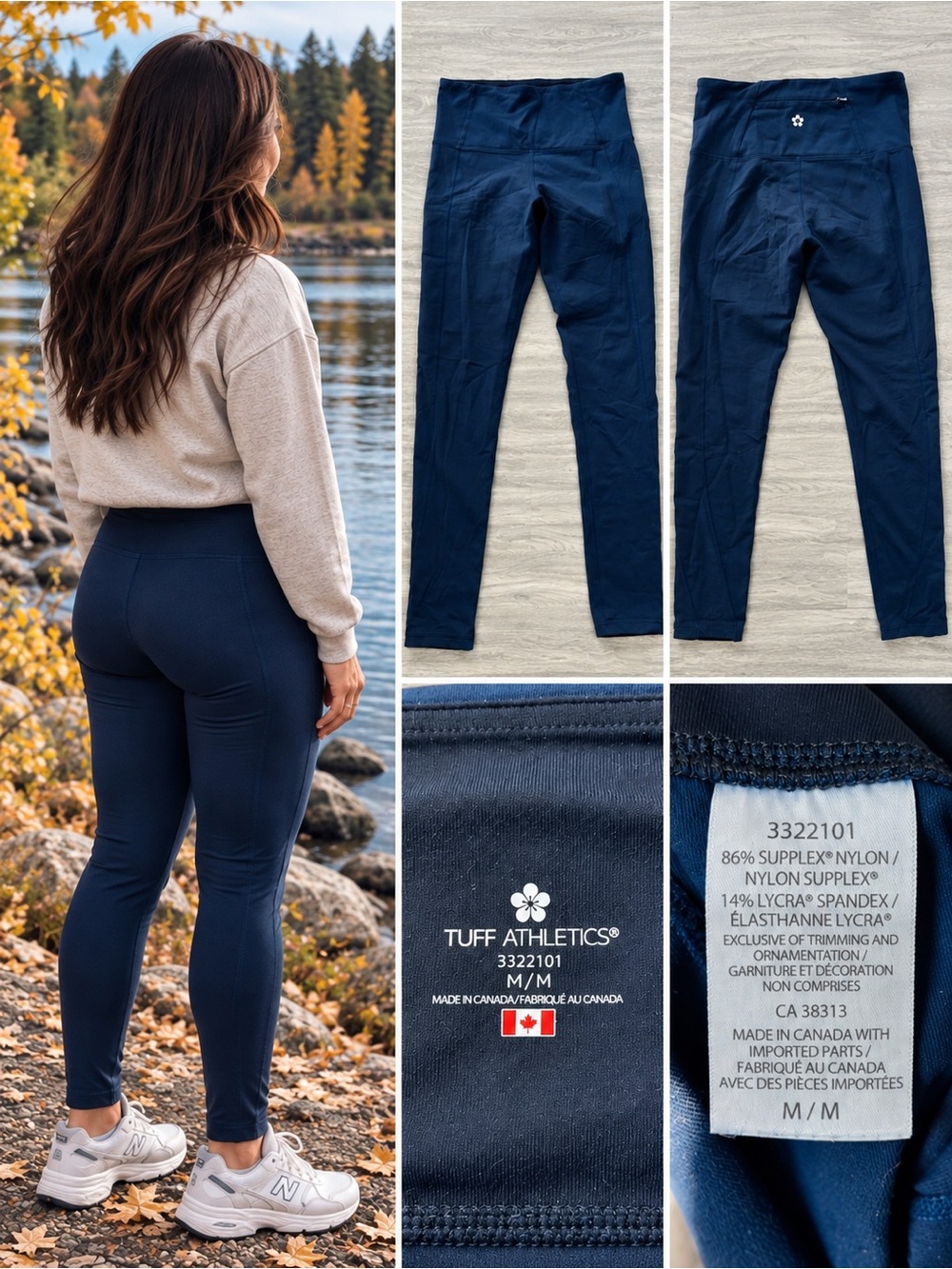 Tuff Athletics | High-Waist | Medium | Performance Leggings | Navy